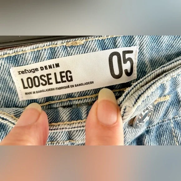 New refuge Jambe Ample jeans denim teen girls size 5 distressed loose leg - Picture 6 of 9